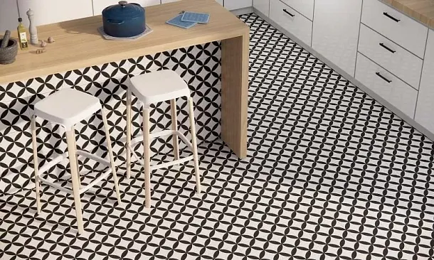 Керамогранит Circle Black Pre 45x45 для кухни, для ванной, для туалета, для прихожей Фото Керамогранит Circle Black Pre 45x45 Испания