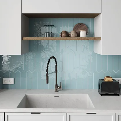 Фото Плитка Smile Tile Picket Bianco 7.5x30 Индия