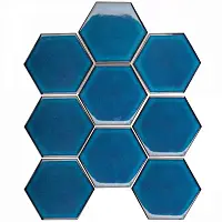 Фото Мозаика JJFQ80048 Hexagon big Deep Blue Glossy 25.6х29.5х6 (С0004060)