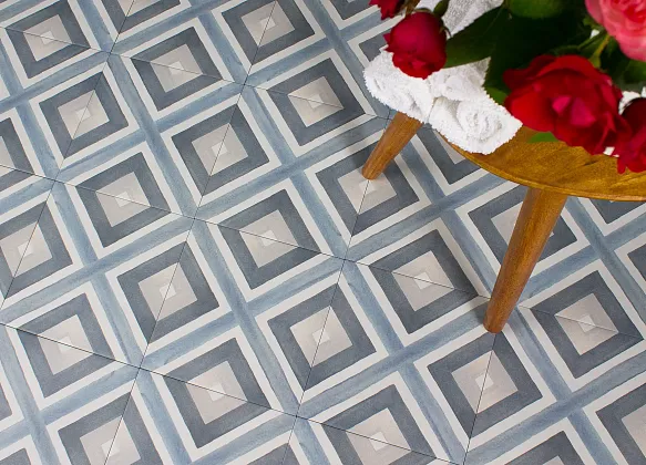 Фото Керамогранит Smile Tile Artisan Blue 19,8x19,8 Индия