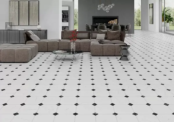 Керамогранит Betera Black-White R 58x58 (УТ-00036815) для гостиной, для кухни, для прихожей Фото Керамогранит Betera Black-White R 58x58 (УТ-00036815) Испания