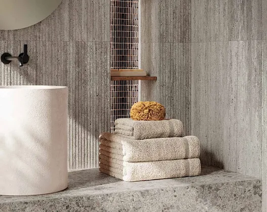 Фото Керамическая плитка FAP Ceramiche fTP2 Materia Classica Groove Tortora Matt RT 50x120 Италия