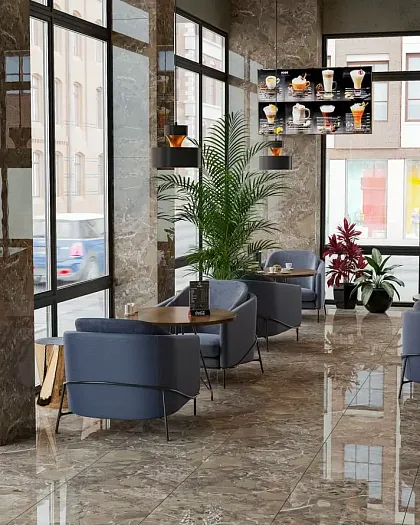 Фото Керамогранит Royal Marble Brown 60x120 Индия