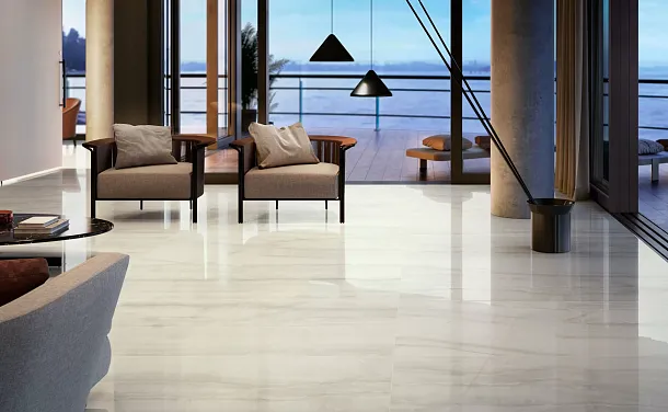 Фото Керамогранит Sant Agostino CSAAKIVL12 Akoya Ivory Krystal 60x120 Италия